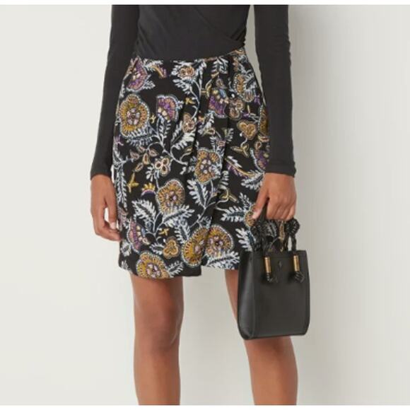 New ~ BA&SH REVOLVE ~ Women's Multicolor Floral Wrap Mini Skirt Size Large - Picture 1 of 7